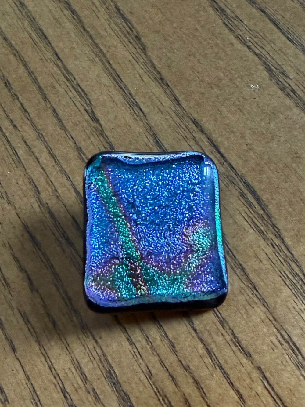 Handmade Blue Iridescent Dichroic Fused Glass Pin / Brooch